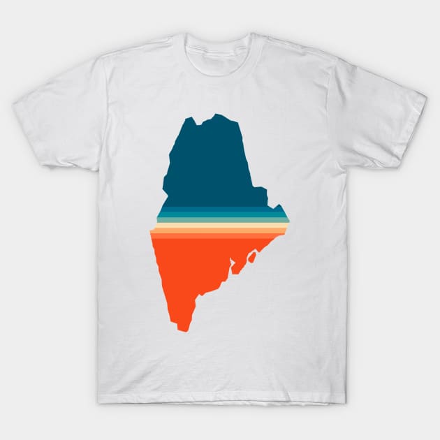 Maine State Retro Map T-Shirt by n23tees